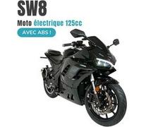 SW8 - noir brillant - Moto électrique 125cc easy-Watts - 8 000 Watts - 72 V 102 Ah (7.34 kWh) - Jusqu'à 120 km d'autonomie Noir brillant G