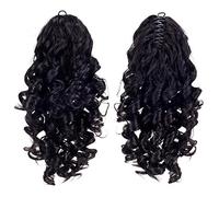 SWACC 12 Pouces Court Vis Bouclés Clip Extension Queue de Cheval Extension Synthétique Clip Cheveux Bouclé Queue de Cheval Postiche Mâchoire Clip Extension (Off Noir-1B#)