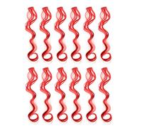 SWACC Lot de 12 extensions de cheveux synthétiques bouclés ondulés à clipser - Couleur unie - Rouge