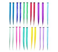 SWACC Lot de 22 extensions de cheveux synthétiques à clipser avec mèches colorées (11 couleurs, 22 pièces par lot, raides)