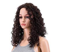 SWACC Perruques bouclées de 50,8 cm de long pour femme en fibre synthétique résistante à la chaleur avec bonnet de perruque (marron foncé - 4#)