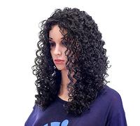 SWACC Perruques bouclées pour femme de 50,8 cm de long en fibre synthétique résistante à la chaleur avec bonnet de perruque (noir)