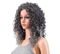 SWACC Perruques bouclées pour femme de 50,8 cm de long en fibre synthétique résistante à la chaleur avec bonnet de perruque (mèches mélangées grises)