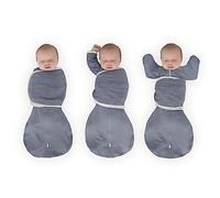 SwaddleDesigns Omni Swaddle Sack, bandage 6 voies pour bébés, plus d'options pour calmer la startle reflex, améliore le sommeil, transition facile du bébé, petit 0-3 mois, denim mélange