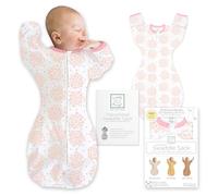 SwaddleDesigns Transitional Swaddle Sack, Arms Up Half-Length Sleeves & Mitten Cuffs, Swaddle for Newborn Transition to Baby Sleep Sack Wearable Blanket, 6-9 Month, 21-24 LB, Heavenly Floral Pink