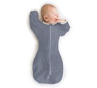 SwaddleDesigns Transitional Swaddle Sack, Arms Up Half-Length Sleeves & Mitten Cuffs, Swaddle for Newborn Transition to Baby Sleep Sack Wearable Blanket, Medium, 3-6 Month, 14-21 lb, Heathered Denim