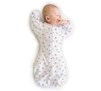 SwaddleDesigns Transitional Swaddle Sack, Arms Up Half-Length Sleeves & Mitten Cuffs, Swaddle for Newborn Transition to Baby Sleep Sack Wearable Blanket, 3-6mo, 14-21 lb, Watercolor Peachy Pink Floral