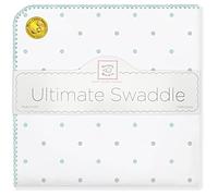 SwaddleDesigns Ultimate Couverture Emmailotage, Flanelle de Coton de première qualité, Mini Pois SeaCrystal et Gris Argenté