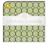 SwaddleDesigns Ultimate Couverture Emmailotage, Flanelle de Coton de première qualité, Mod Circles Marrons sur Citron Vert