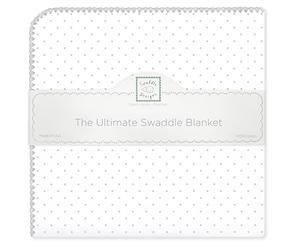 SwaddleDesigns Ultimate Couverture Emmailotage, Flanelle de Coton de première qualité, Pois Argentés