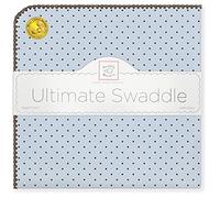 SwaddleDesigns Ultimate Couverture Emmailotage, Flanelle de Coton de première qualité, Polka Dots Marrons sur Bleu Pastel
