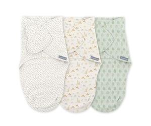 SwaddleMe by Ingenuity Monogram Collection Lot de 3 langes pour bébé, 100% coton, améliore le sommeil et calme le réflexe de sursaut, 0 à 3 mois, design pliable pour un changement facile, TOG 1.0