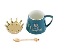 Swadeshi Desire Golden Crown & SpoonTasse à café, articles cadeaux pour femme, cadeau d'anniversaire pour petite amie, cadeau Rakshabandhan pour sœur (350 ml, bleu ciel)
