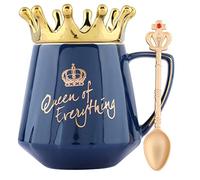 Swadeshi Desire Golden Crown & SpoonTasse à café, articles cadeaux pour femme, cadeau d'anniversaire pour petite amie, cadeau Rakshabandhan pour sœur (350 ml, vert)