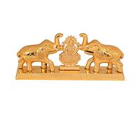 Swadeshi Desire Paire d'éléphants en métal avec chandan Roli Laxmi Idol Chandan Roli Box pour cadeau et décoration Pooja Purpose - 7 cm