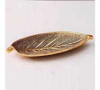 Swadeshi Desire Plateau en métal fait à la main en forme de feuille avec art de collection, parfait pour la maison, le centre de table, servir des fruits secs (doré, lot de 1)