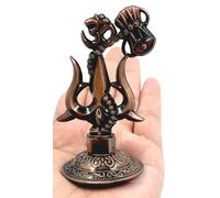 Swadeshi Desire Shivji Trishul Damru et Aum Idol pour Mandir, Shiva Idol Car Dashboard Objets de Décoration Statue Metal Showpiece for Pooja Room Home Decor