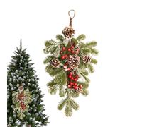 Swag De Larme De Noël - Garales Artificielles Colorées 55x35cm | Swag De Porte De Larmes De Baies Artificielles Colorées, Noël De Simulation, Pin, Cône, Baies Et Couronne pour Décoration De Maison