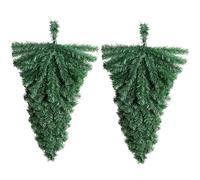 Swag de Noël 2 pièces 45, 7 x 25, 4 cm, Artificiel en Forme d'arbre à l'envers en Forme de Larme, décorations Noël en PVC pour Porte d'entrée, fenêtre Murale, swags