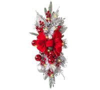 Swag de Noël 24x12In Allumer Un Butin de Larme Artificielle avec Bowknot, Baie, Balle Noël et Plus Butin décoratifs Suspendu pour la Porte d'entrée, Les escaliers, Les décorations Porte f