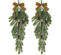 Swag de Noël 2pcs 16x20 Swag de Larme Artificielle avec Arc et pins en Velours accroché des Butin Noël décoratifs pour la Porte d'entrée, Les escaliers, Les décorations Porte Murale