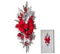 Swag d'escalier de Noël 17.72x9.84 Pouces Croise sans Fil Couronne de Noël pour Garniture Butin d'escalier avec Une Guirlande ' en Larme LED pour décoration, Ornements
