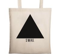 Swag Sac fourre-tout en coton écologique avec logo triangle pyramide noir beige