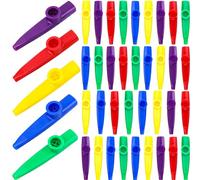 Swakuta Lot de 40 kazoos en plastique coloré avec diaphragmes en forme de flûte kazoo pour fêtes, cadeaux d'anniversaire, prix, anniversaire de mariage, 5 couleurs