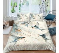 Swallow birds in Linge de Lit Microfibre 3 Pièces Imprimé en 3D Facile d'entretien Watercolor nature Housse de Couette avec Taie d'oreiller Hypoallergique for Chambre Enfants Single（140x200cm）