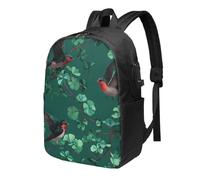 Swallows Flying Sac à dos pour ordinateur portable Motif trèfle 43,2 cm Résistant à l'eau Avec port de charge USB Sac à dos d'école/de travail pour homme et femme