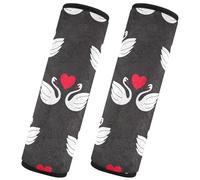 Swan Bird Love on Black Car Seat Belt Strap Covers Seat Belt Pads Shoulder Pads