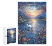 Swan Lake with Rainbow Puzzle 1000 Pièces Educa Jouet en Bois Cadeau Unique Décoration Intérieure Jeu Éducatif Challenge Toy Adultes Et Enfants À Partir De 14 Ans 1000 PCS