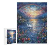 Swan Lake with Rainbow Puzzle 500 Pièces Educa Jouet en Bois Cadeau Unique Décoration Intérieure Jeu Éducatif Challenge Toy Adultes Et Enfants À Partir De 14 Ans 500 PCS
