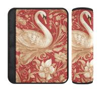 Swan Lot de 2 coussinets d'épaule pour ceinture de sécurité pour adultes Rouge/doré