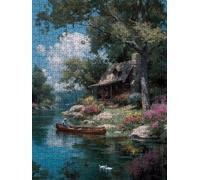 Swan Maison en Bois Puzzle 5000 Pieces, Puzzle Adulte 5000, Impossible Classique Jigsaw, Familial Puzzles Jeu de, Jigsaws en Bois, pour Jeu Éducatif Défi, Décoration Murale Cadeau FNKL5-984