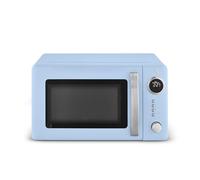 Swan Micro-onde numérique rétro 20L, 5 niveaux de puissance, 12 préréglages de cuisson automatique, décongélation par poids ou temps, affichage LED, 800 W, bleu, SM4425BLU