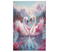 Swan Puzzles en Bois 1000 Pièces Adultes, Poster Jigsaw Puzzle, Design Unique Jouet ÉduChatif pour Adolescents Et Enfants 78×53cm