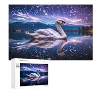 Swan Puzzles en Bois 1000 Pièces Adultes, Poster Jigsaw Puzzle, Design Unique Jouet ÉduChatif pour Adolescents Et Enfants （75×50cm）