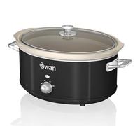 Swan Retro SF17031BNEU Mijoteuse amovible anti-adhésive en céramique sans PFOA et PTFE, 3 niveaux de température, couvercle en verre, Slow Cooker, design vintage, noir, 320 W