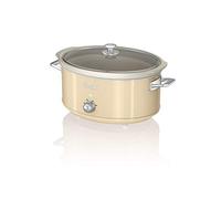 Swan Retro SF17031CN Mijoteuse, Récipient de Cuisson Amovible de 6,5 Litres, Slow Cooker, Céramique Antiadhésive sans PFOA ni PTFE, 3 Niveaux de température, Design Vintage, Crème, 320W