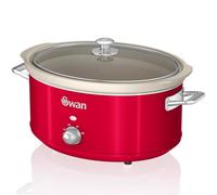 Swan Mijoteuse Retro SF17031RNEU 6,5 L – Poêle amovible céramique antiadhésive, Rouge 320W