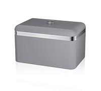 Swan Retro SWKA1010GRN Boîte à Pain, Capacité 18 Litres, Récipient en Métal pour le Pain et les Petits Pains Frais Plus Longtemps, Design Vintage, Bread Bin, Gris