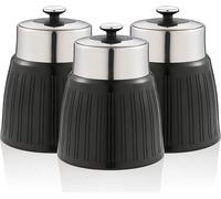 SWAN SWKA1024BN Set rétro 3 boîte de rangement 1,2 L étanche, épices thé café design vintage noir