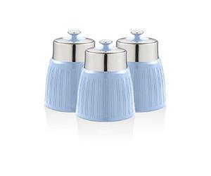 SWAN SWKA1024CN Retro Lot de 3 boîtes hermétiques avec couvercle hermétique, grande capacité, couvercle chromé, bleu