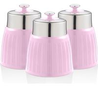 SWAN SWKA1024PN Set rétro 3 boîte de rangement 1,2 L étanche, épices thé café design vintage rose