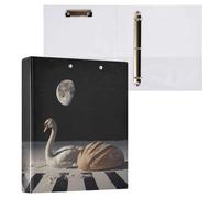 Swan Under The Starry Sky Classeur à 3 anneaux de 3,8 cm, en PVC, organiseur de documents avec anneau en D et poche transparente pour fournitures de bureau