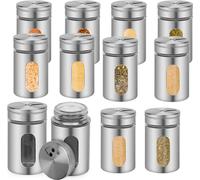 SWANEW 12 pcs. Distributeur d'épices Conservation d'épices, boîtes à épices en verre de 80ml avec fenêtre et 3 réglages pour la conservation d'épices et d'herbes aromatiques
