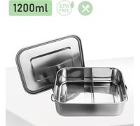 SWANEW 1200ml Boîte à pain en métal Boîte isotherme Boîte à lunch en acier inoxydable sans BPA