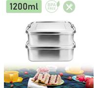 SWANEW 2*1200ml boîte à pain sans plastique BPA libre boîte à pain en acier inoxydable boîte à lunch