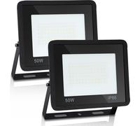 SWANEW 2X LED Projecteur Projecteur 50W Projecteur de chantier Lampe d'extérieur IP65 Blanc chaud